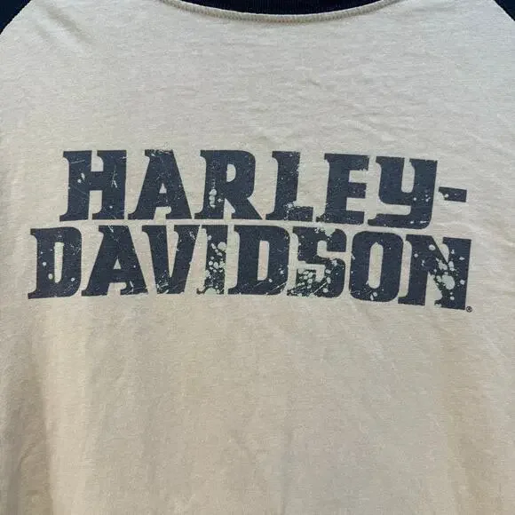 Harley Davidson T-shirt Men's L Black Gold Motorcycle Shirt Raglan Sleeve - Picture 5 of 12